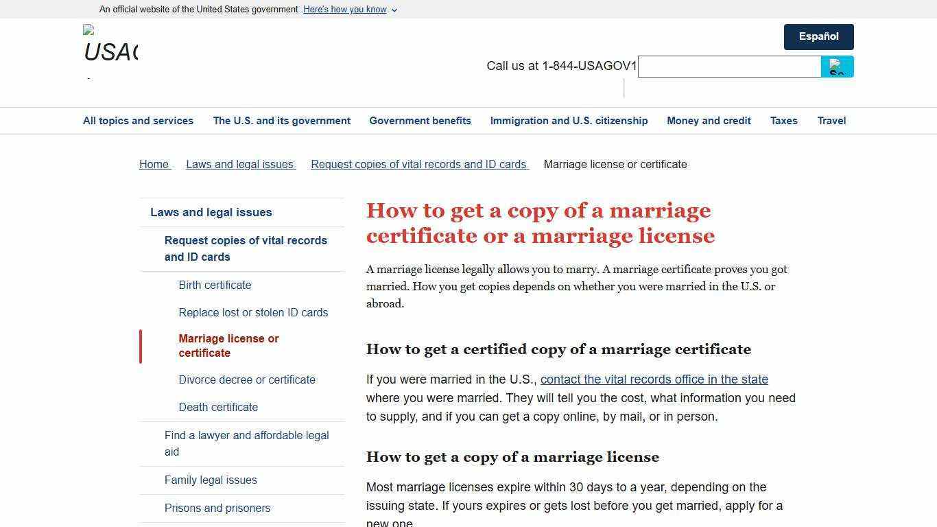 How to get a copy of a marriage certificate or a marriage license | USAGov